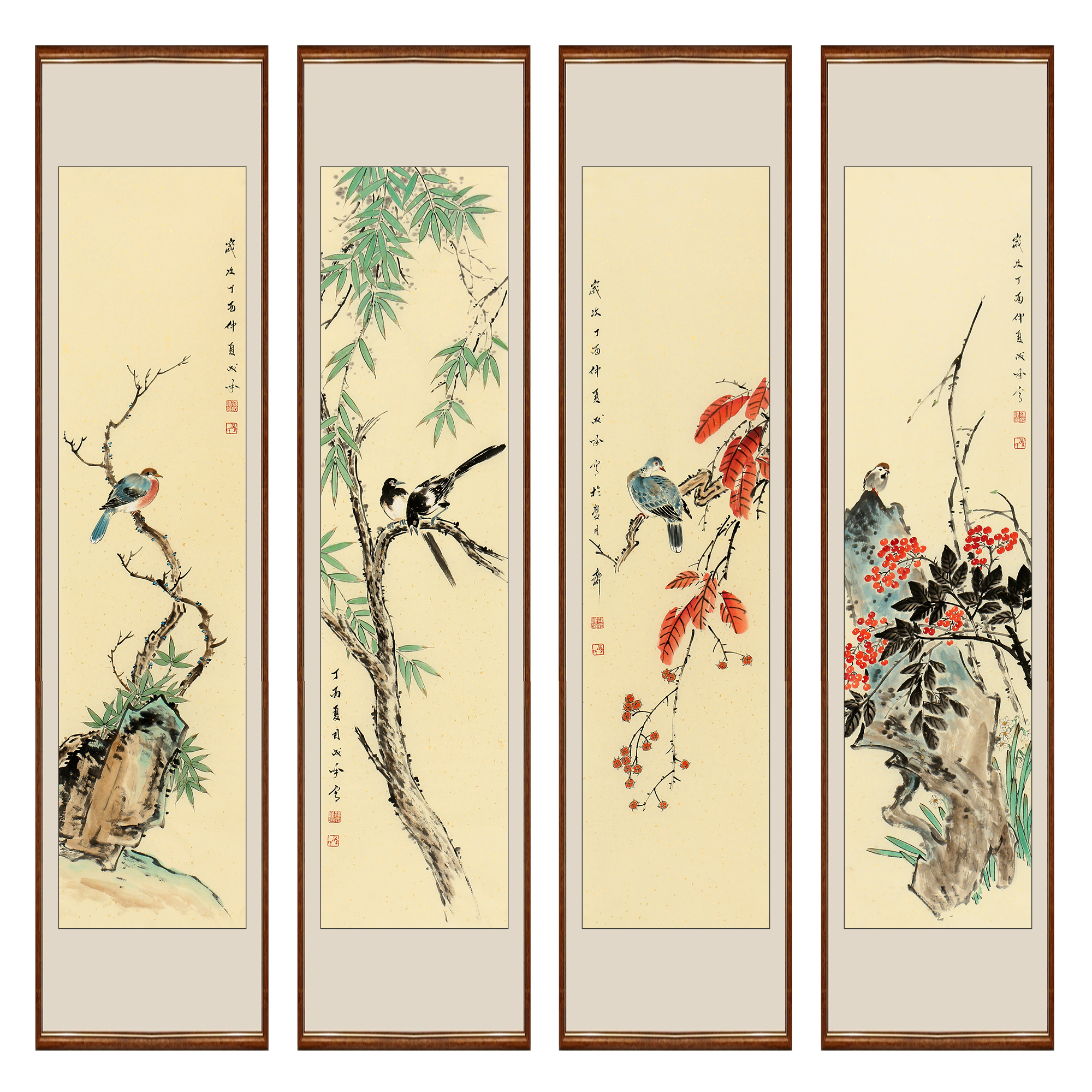 孙成峰《花鸟四条屏》