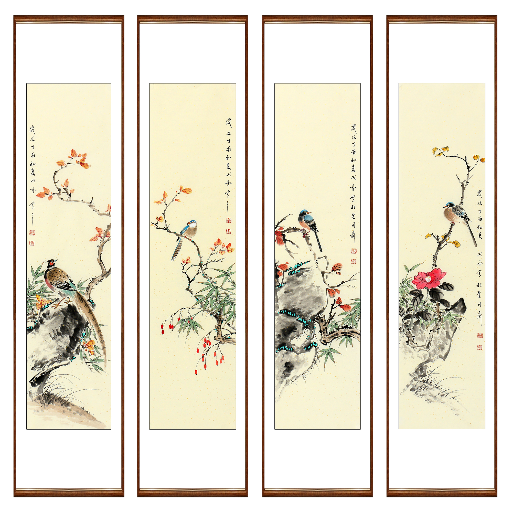 孙成峰《花鸟四条屏》