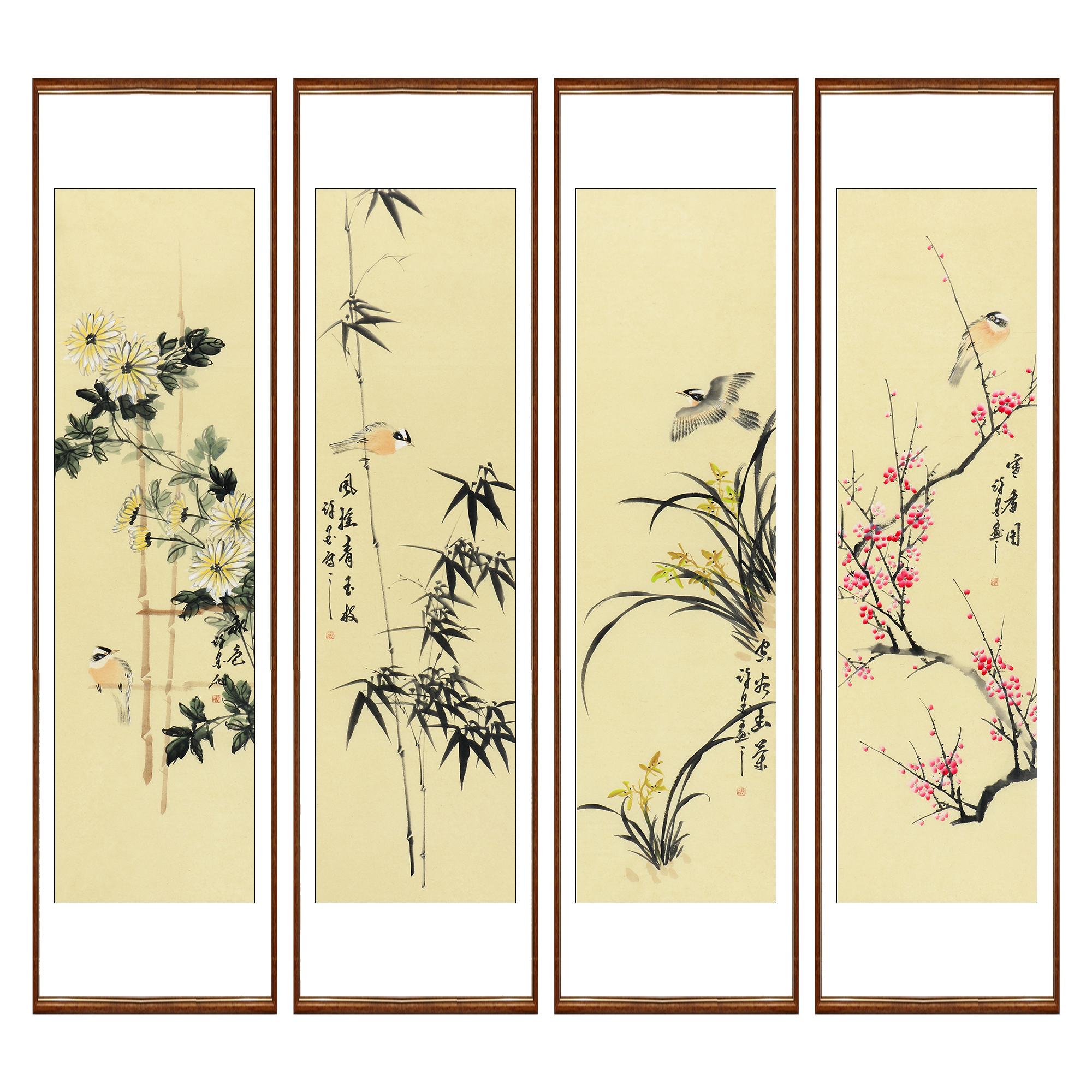 许墨《花鸟四条屏》