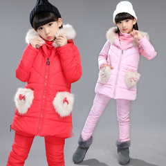 女童棉服2016冬季新款韩版三件套8加厚10中大童装儿童卫衣12岁潮