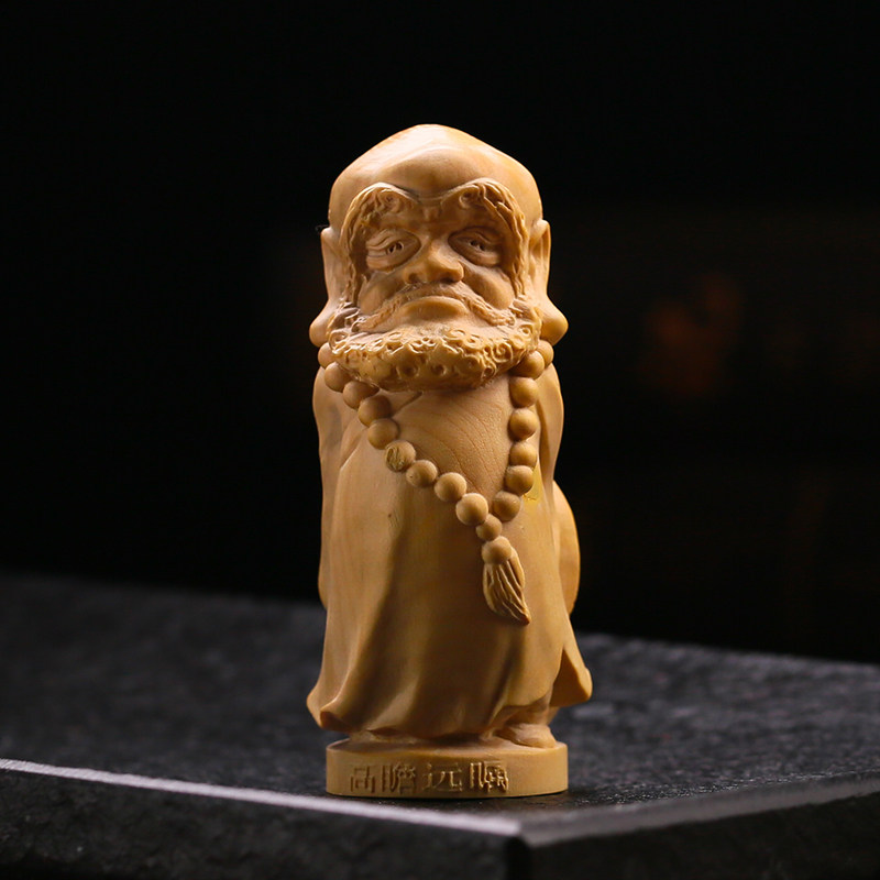 红木达摩祖师黄杨木雕菩提达摩佛像精致小把件