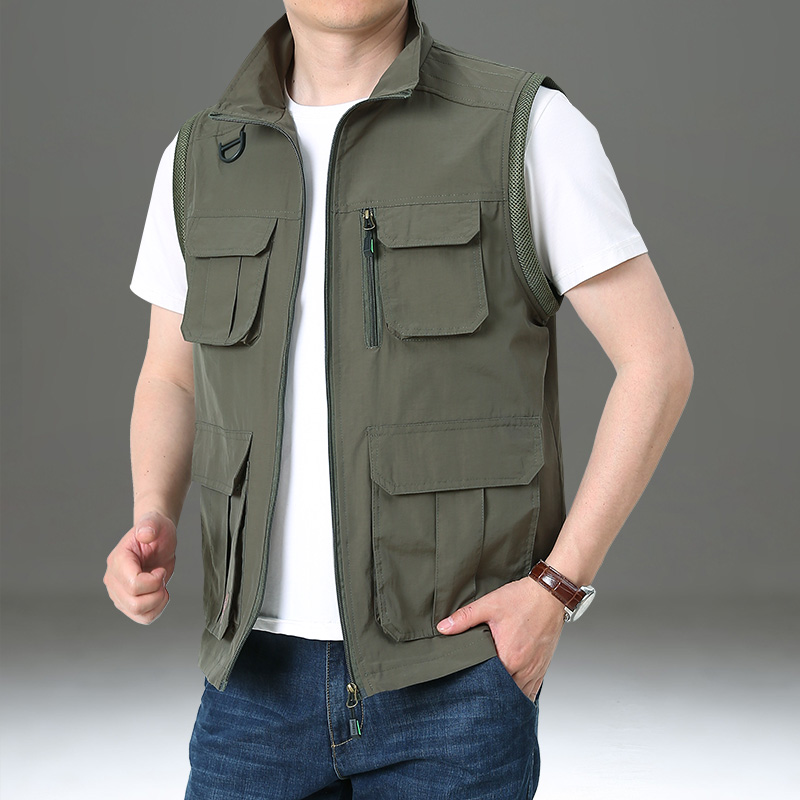 背心马甲男款春夏季宽松休闲多口袋工装坎肩户外摄影登山速干马夹