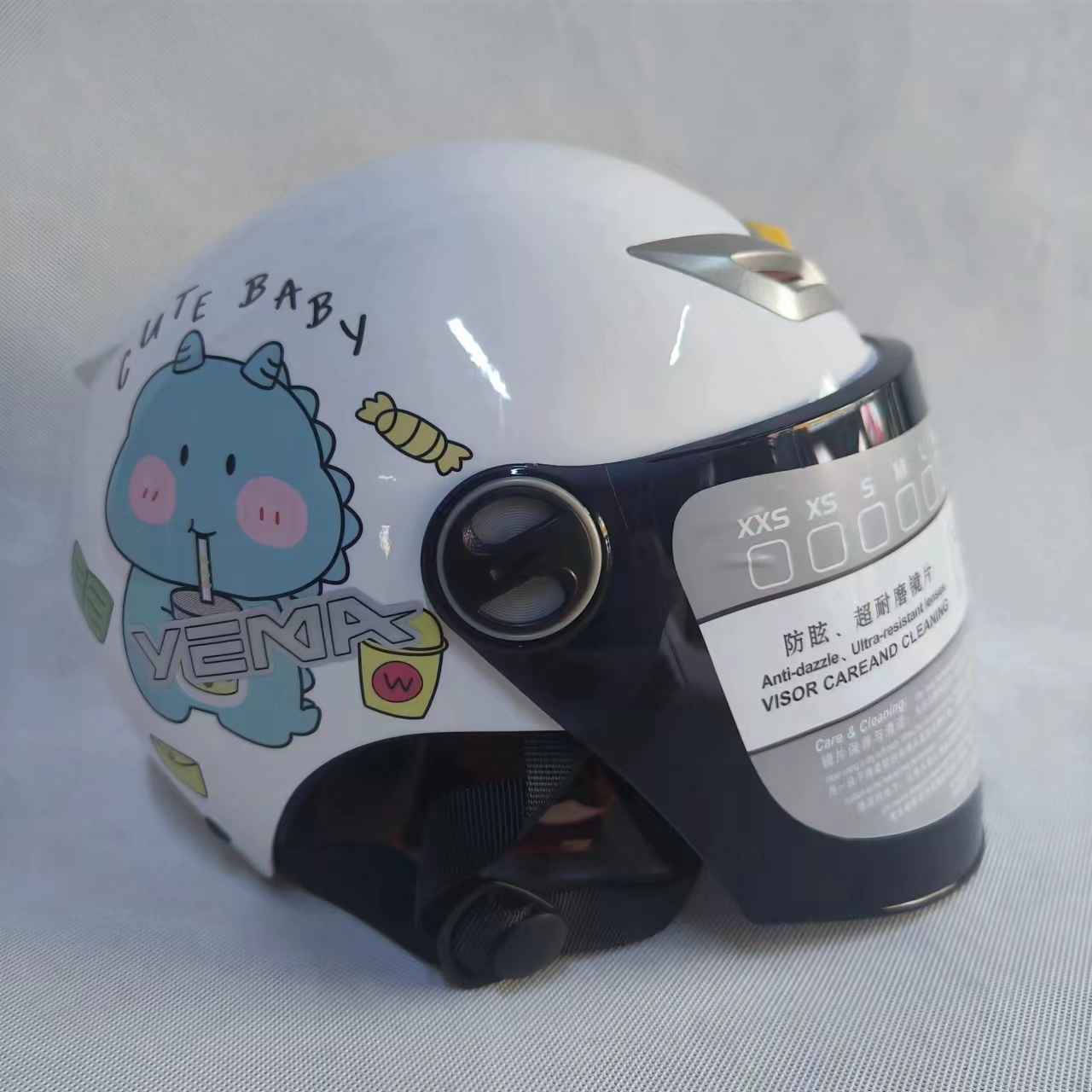 野马儿童头盔电动车夏季3C认证安全帽207S男孩夏天透气卡通半盔