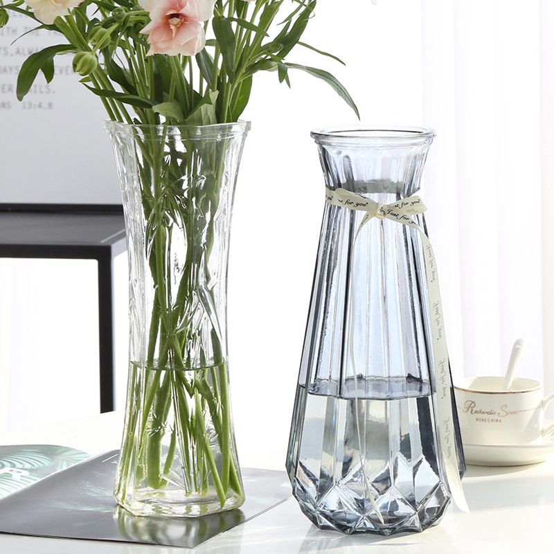 【特大号两件装】欧式玻璃花瓶水养富贵竹百合花插花花瓶客厅摆件