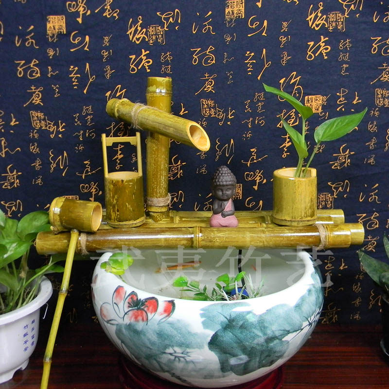福建武夷竹艺-竹子流水盆景 室内竹子