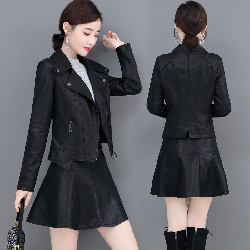 皮褂女外套