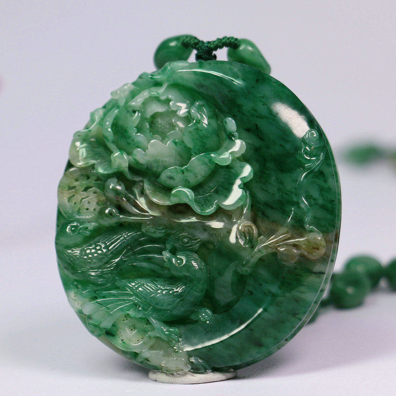 [花开富贵平]涵韵工艺独山玉精品天蓝挂件