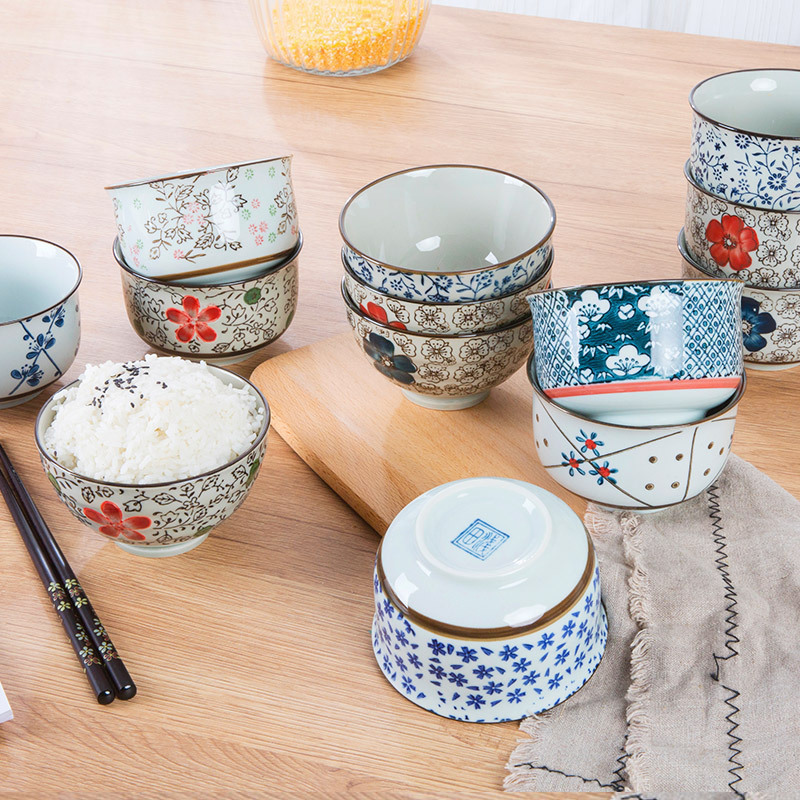 日式米饭碗家用喝粥吃饭的碗 网红陶瓷早餐碗商用特价好看的小碗