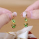 绿色水晶八方来财白菜耳环女夏季新款设计感耳扣气质网红轻奢耳饰