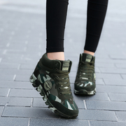 Winter military training women's shoes camouflage sneakers work high-top training shoes women's invisible inner increase large size liberation shoes tide