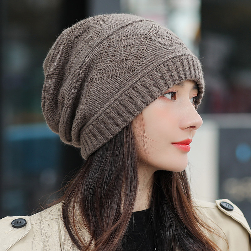 帽子冬女保暖针织毛线帽2021年爆款秋冬季女士洋气时尚新款堆堆帽