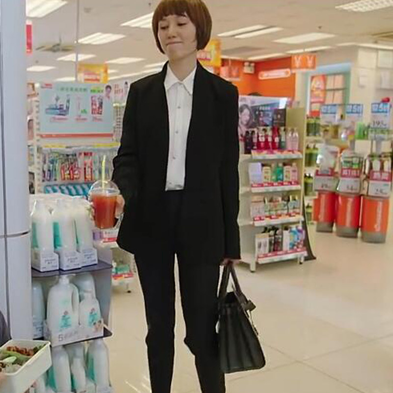 中长款_2020职业西服套装女中长款我的前半生唐晶同款黑色小西装时尚