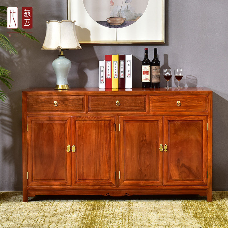 红木家具缅甸花梨木实木大果紫檀新中式进门玄关柜门厅储物餐边柜