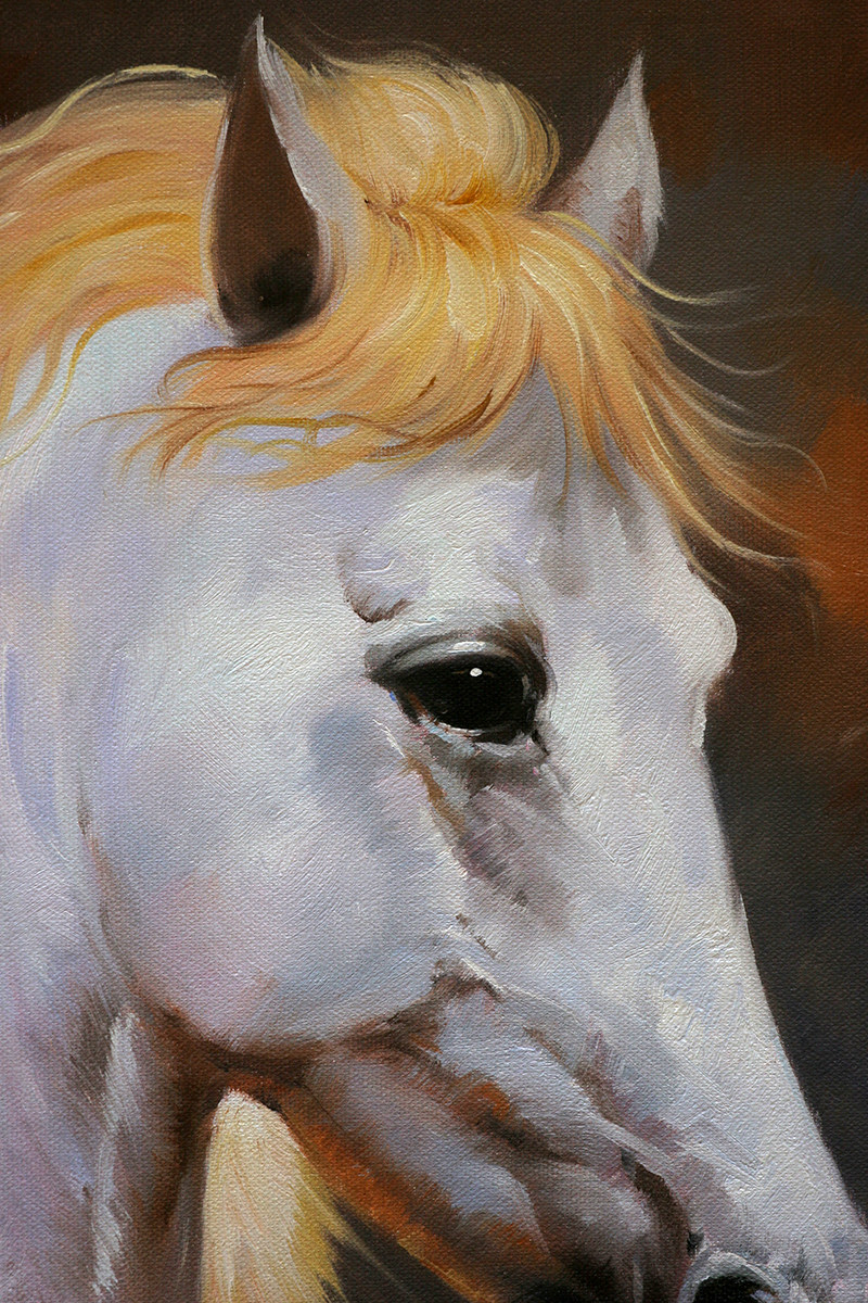 苏章峰《白龙马》写实油画 实力派青年画家