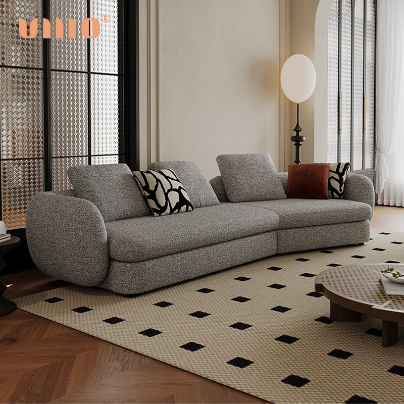 ULLLO 法式奶油风弧形布艺沙发客厅现代简约小户型转角异形沙发