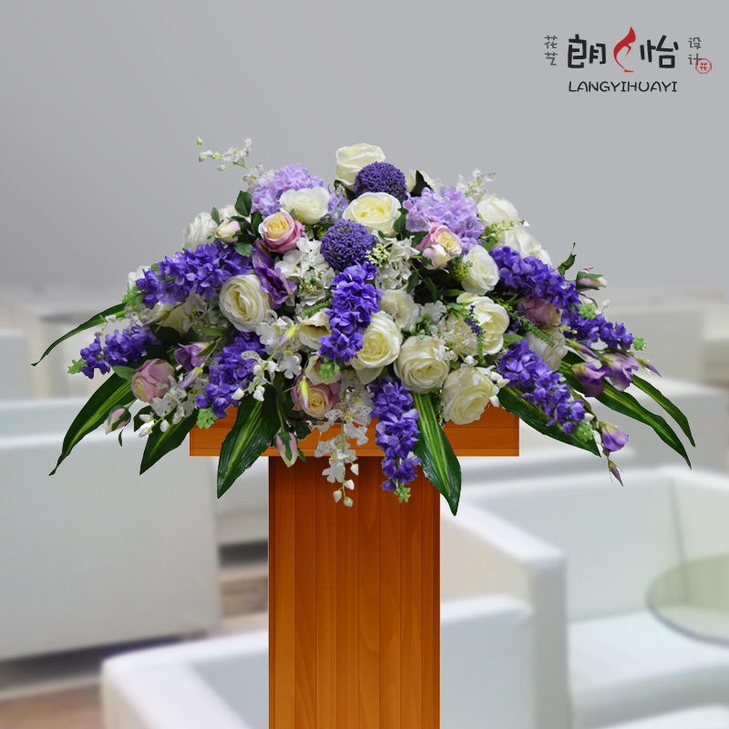 仿真桌花假花绢花台面花会议演讲台前台迎宾玫瑰绣球餐厅仿真花艺