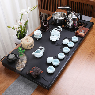 乌金石茶盘家用客厅高档茶具套装全自动一体功夫电磁炉石茶台茶海
