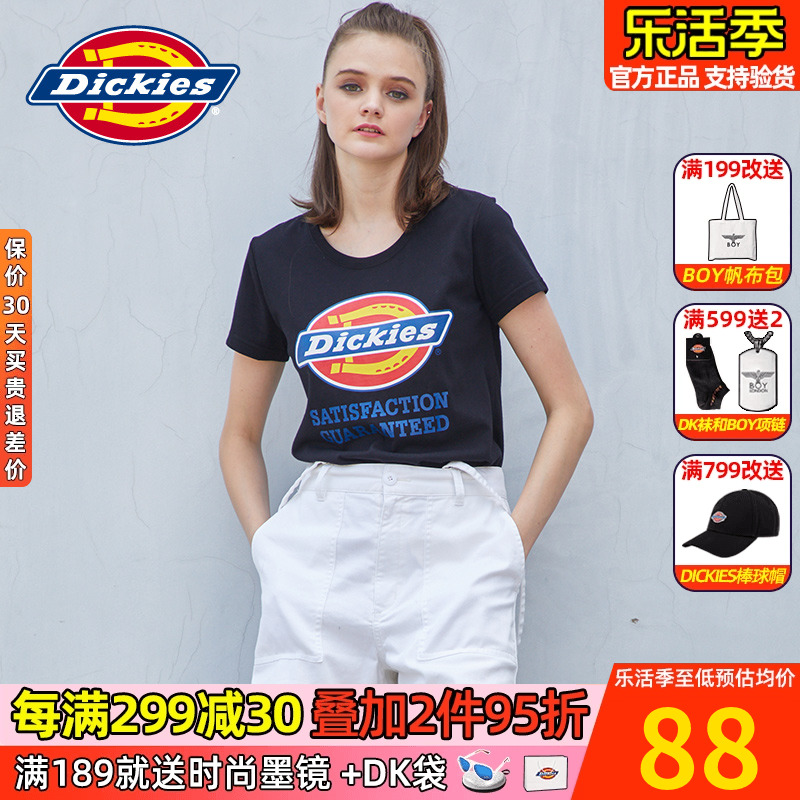 Dickies官方短袖T恤女情侣装纯棉字母印花圆领242W30EC04