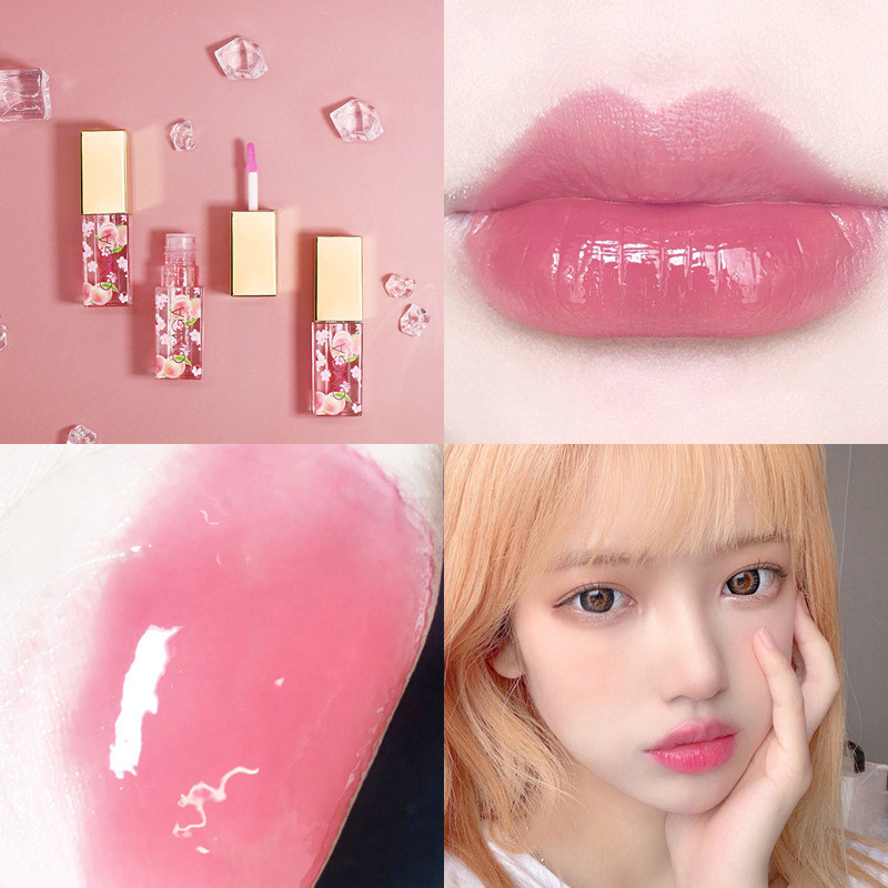omga蜜桃变色水感唇釉口红少女粉色淡妆滋润保湿黄皮镜面学生唇油