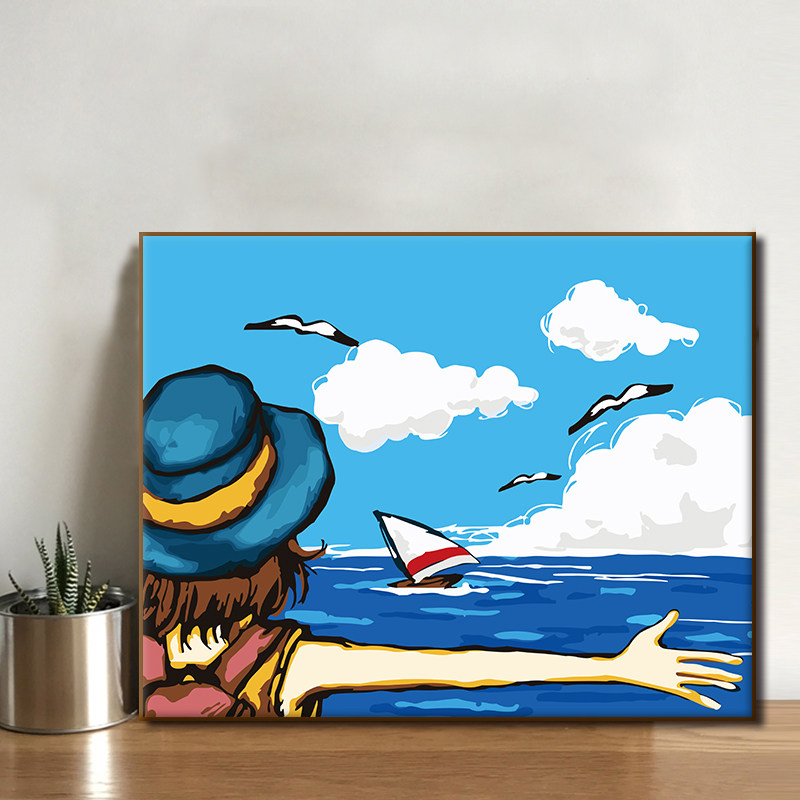 diy数字油画油彩画客厅卡通动漫大幅填色手绘装饰画30*40拥抱自由