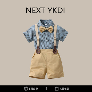 英国NEXT YKDI男童夏季套装新款周岁宝宝衬衣短袖绅士服两件套潮1
