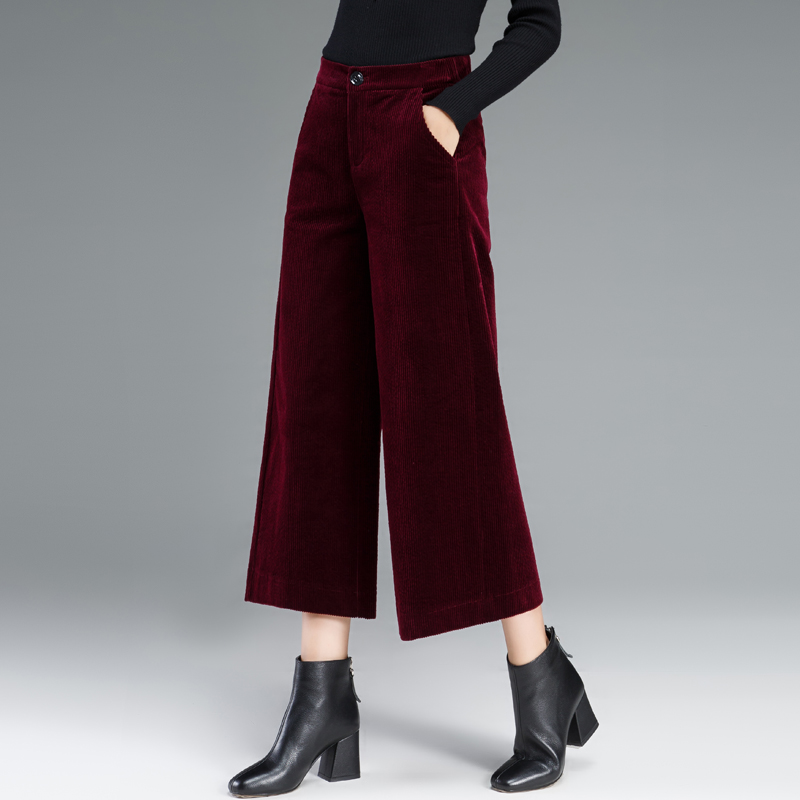 Corduroy Wide leg pants Autumn and winter Ninth pants 2021 new pattern Paige corduroy Panties Easy Show thin Casual pantsin the Women's clothing/Boutique , Pants , Casual pants category - from Buy2taobao.com to provide professional Taobao agent buy service