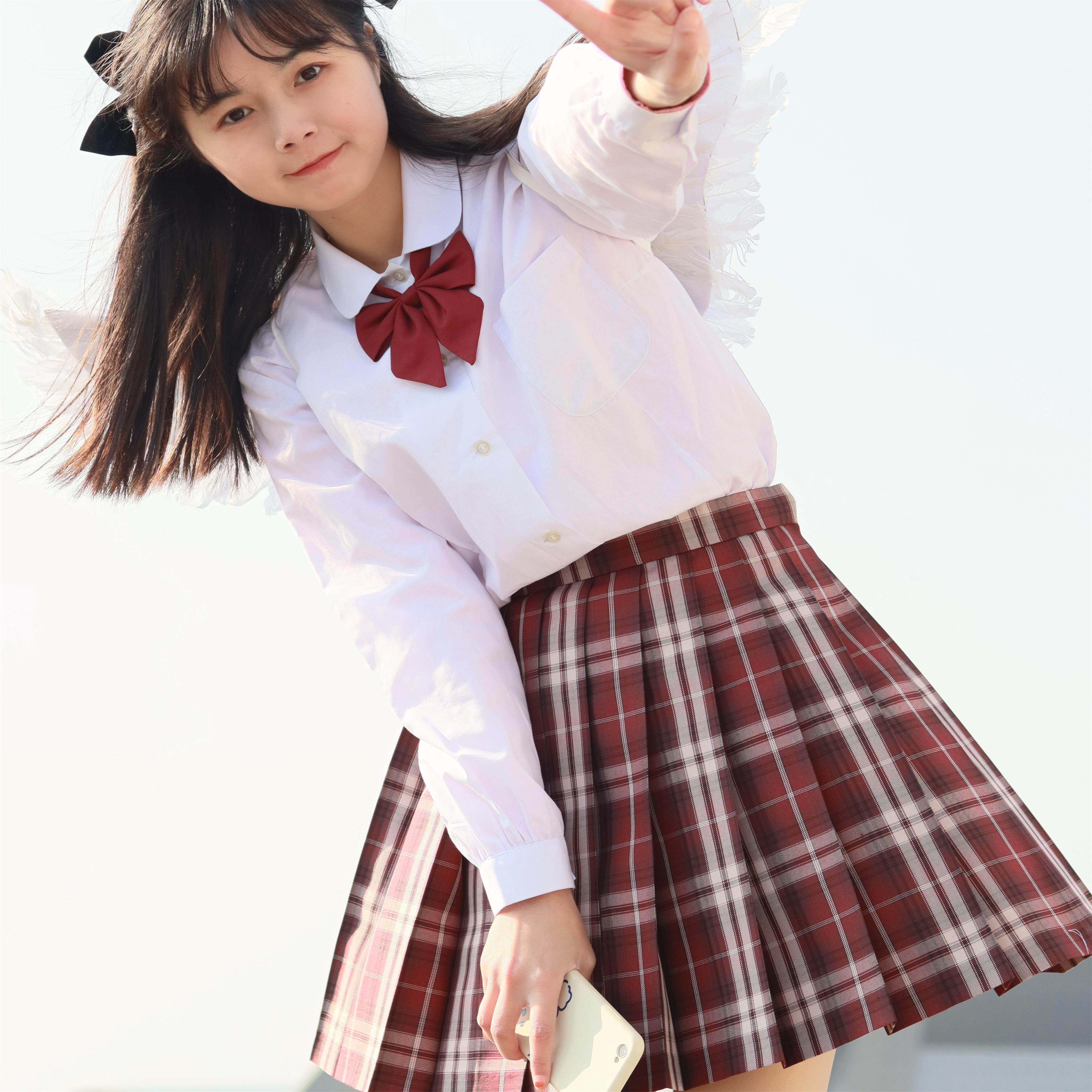 【心脏地震】赤明川高校初春正版红色格裙jk原创日系百褶裙半身裙