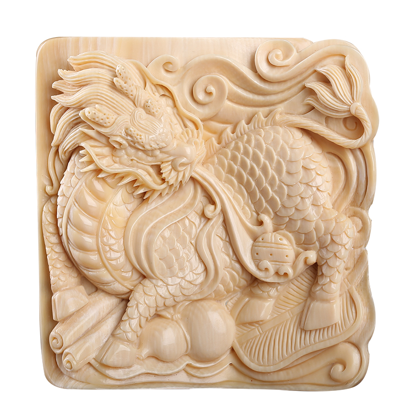 猛犸牙雕 刀工精湛 材质细腻《麒麟纳福》挂件