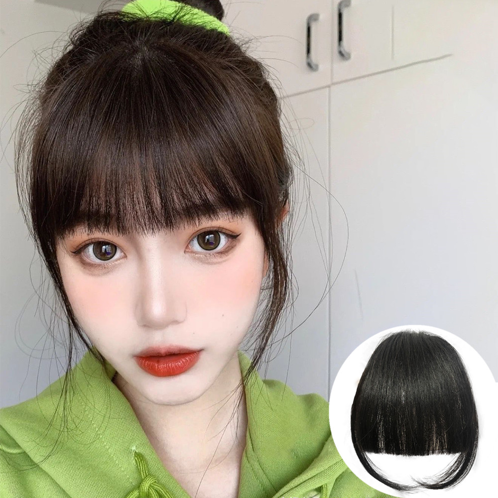 空气刘海假发片女真发刘海片轻薄自然圆脸逼真刘海发夹假刘海女