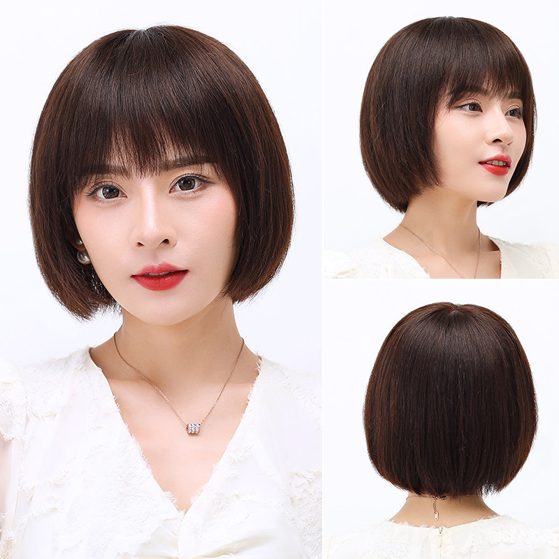 真发假发女短发波波头bobo圆脸假发套真人发丝自然少女发型全头套