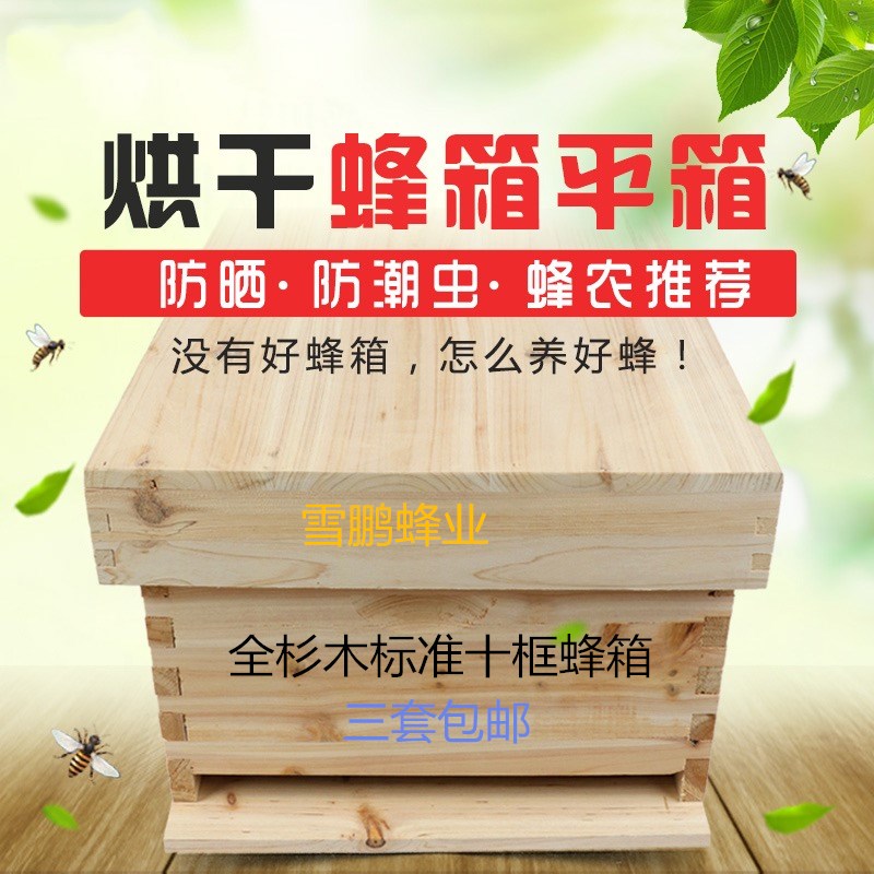 中蜂意蜂蜂箱平箱杉木烘干防裂十框标准蜜蜂蜂箱巢箱养蜂工具