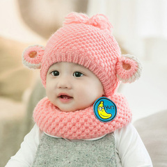 韩版婴儿帽子加绒秋冬女宝宝毛线帽6-12个月儿童护耳男女童1-2岁3