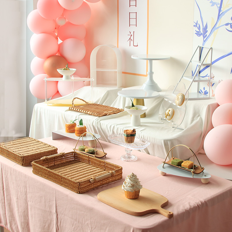 粉白色甜品台展示架女宝宝周岁宴蛋糕架子户外订婚婚礼茶歇台摆台