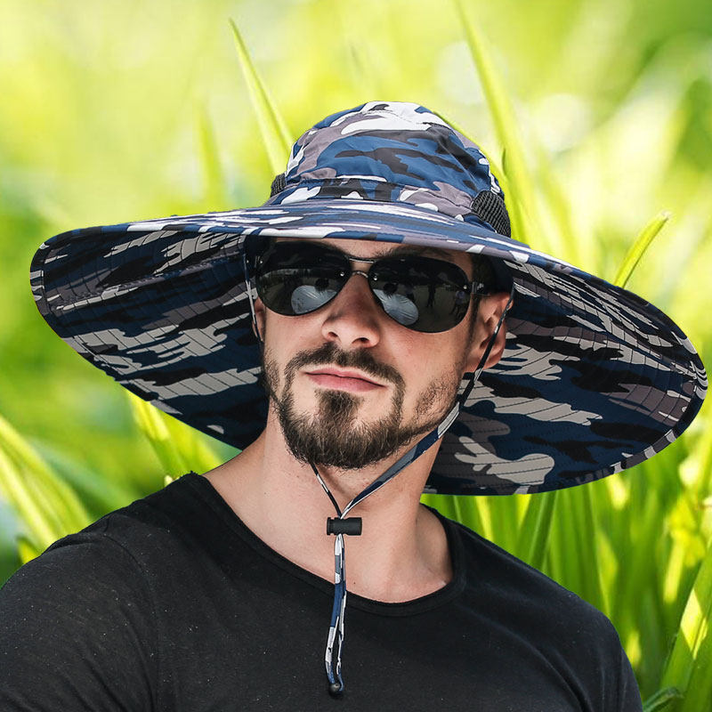 钓鱼帽子男遮阳帽男士太阳帽夏季防晒渔夫帽大檐帽草帽夏天潮帽子