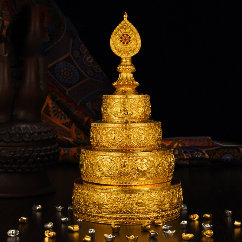 999纯金曼扎盘密宗供修纯手工37堆珍宝图足金曼茶罗黄金曼扎12cm