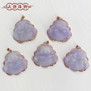 Dayi jewelry silver inlaid natural A goods violet spring color jadeite Buddha male jade Buddha Maitreya Buddha pendant necklace female