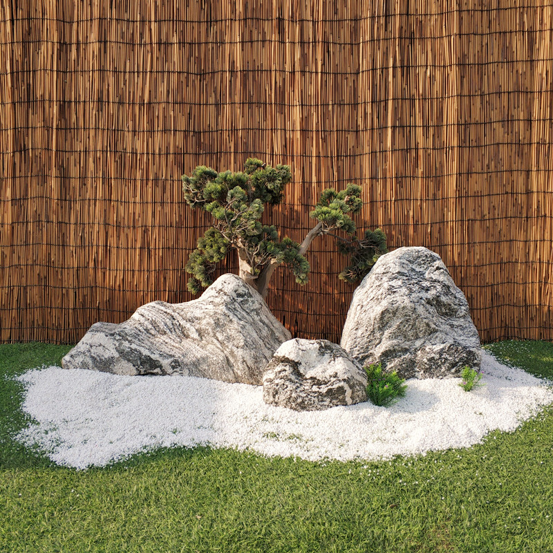 雪浪石切片组合造景庭院景观石大型假山石日式室内枯山水天然石头