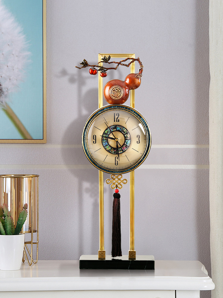 复古纯铜座钟客厅家用台式创意坐钟表轻奢装饰桌面时钟台钟新中式