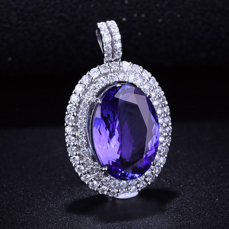 8.85ct坦桑石吊坠18k金 2d9076