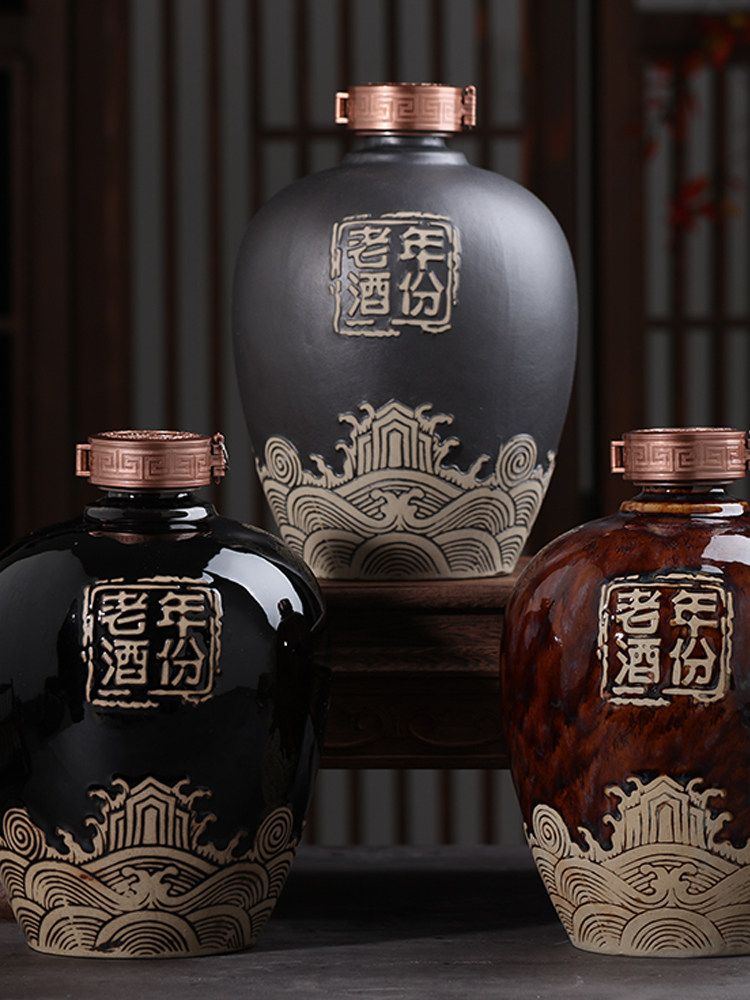 酒坛子5斤装陶瓷酒坛子酒罐高档复古景德镇密封坛家用五斤装酒瓶
