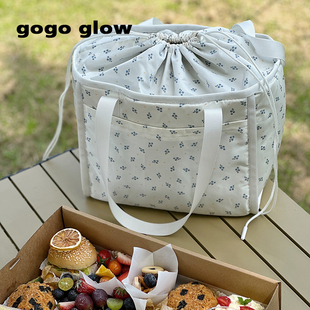 gogo glow野餐包保温手提饭盒防水加厚保鲜便当户外大容量露营袋