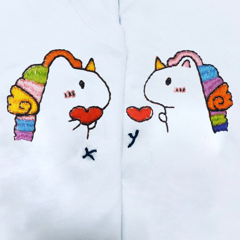 独角兽自己绣t恤手工刺绣衣服定制抖音情侣装夏小众设计感diy短袖