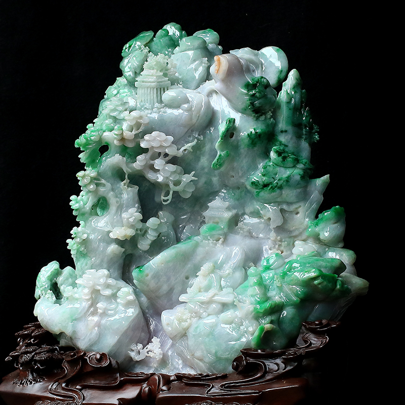 【源头好货-四会】张利永玉雕工作室春带彩山水摆件18.34kg