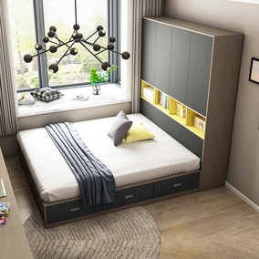 2高箱储物床飘窗柜4尺落地床