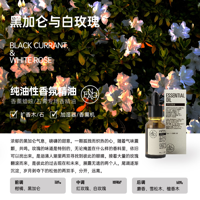 黑加仑与白玫瑰手工石膏香薰蜡烛精油香熏Diy芳菲香氛