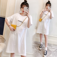 孕妇夏装连衣裙2021新款中长款潮辣妈裙子时尚洋气纯棉t恤女上衣