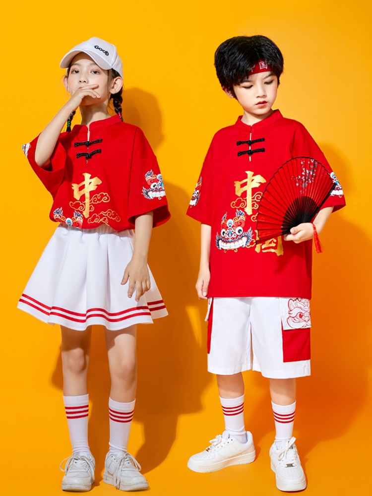 六一儿童节演出服女童啦啦队男童拉拉队小学生中国风运动会表演服