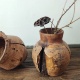 侘寂风实木制陶罐花瓶摆件复古插花禅意花器日式玄关家居艺术装饰