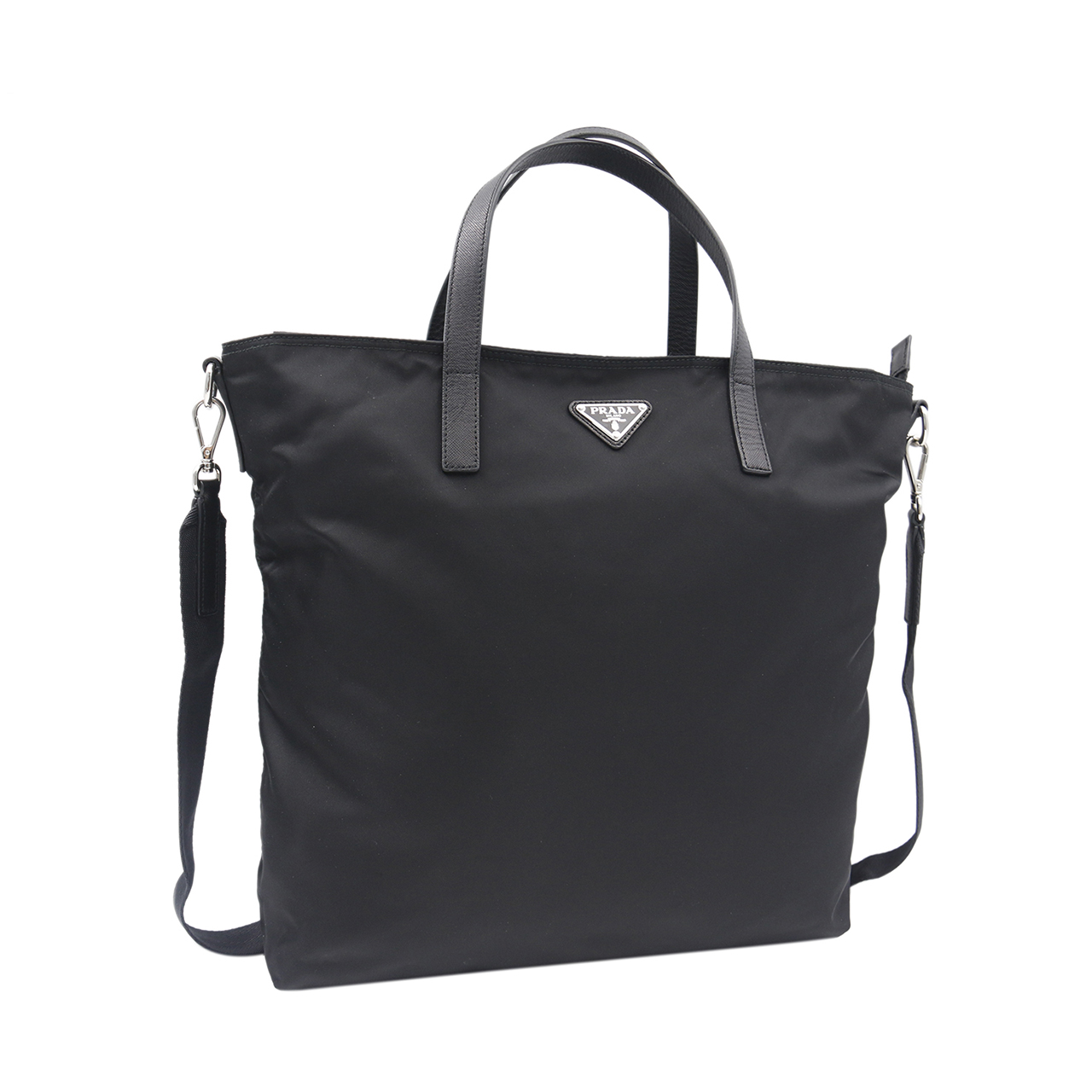 [9.5新]普拉达prada女士手提包黑色尼龙倒三角logo手袋