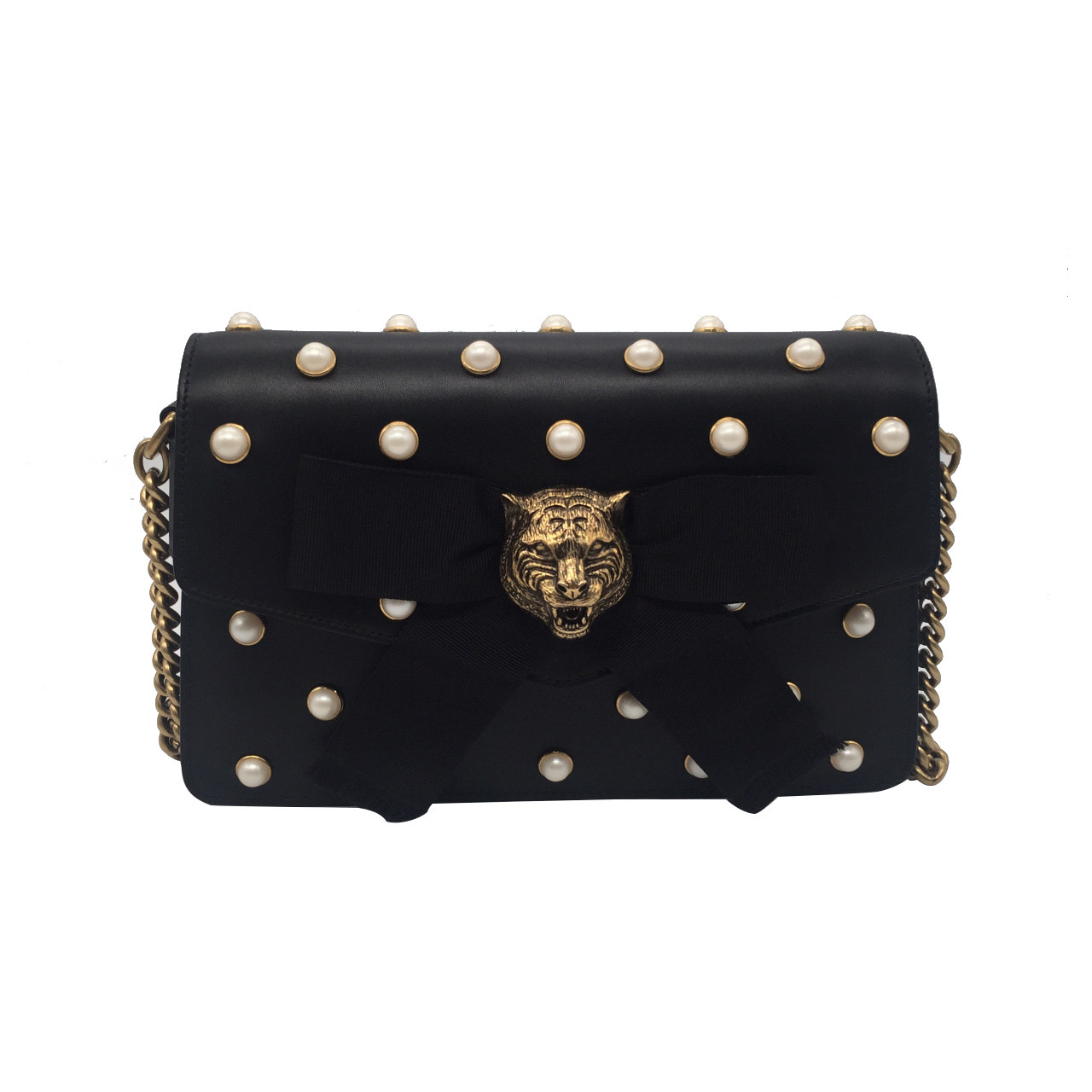 [即拍即得][9.9新]古驰gucci女士豹头单肩包高端好货